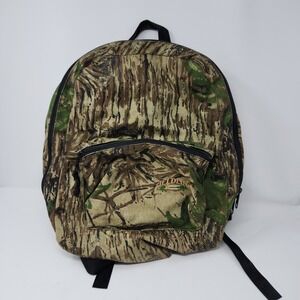 Vintage Fieldline Realtree Camo Canvas 2 Pouch Backpack Hunting Hiking USA MADE
